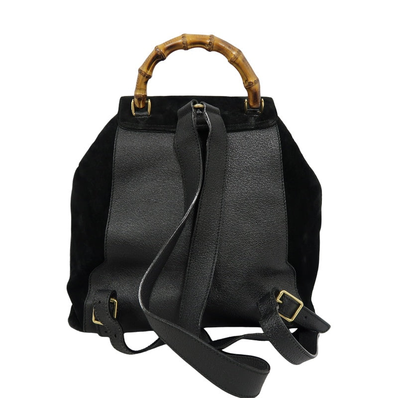 GUCCI Bamboo Backpack, Black Suede