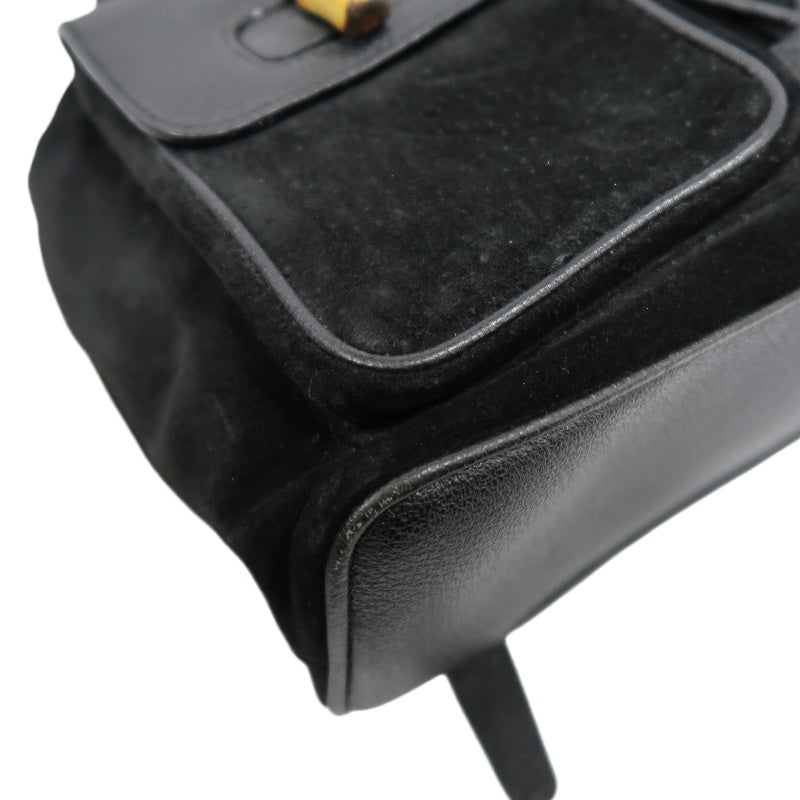 GUCCI Bamboo Backpack, Black Suede