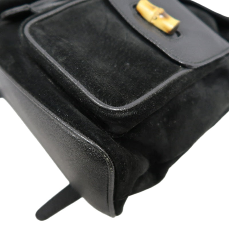GUCCI Bamboo Backpack, Black Suede