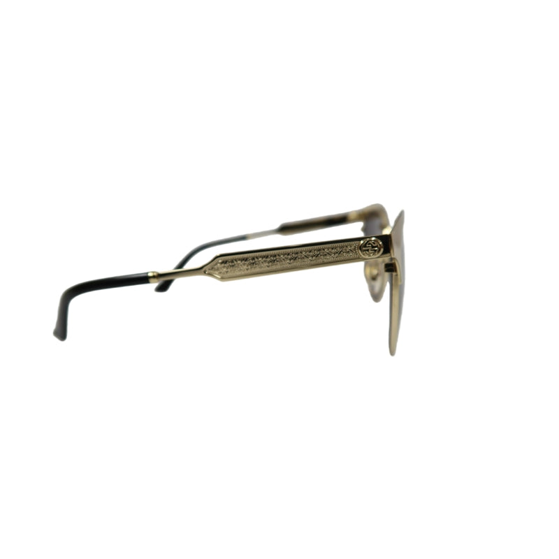 GUCCI Black Resin Round-frame Sunglasses With Gold Frame, Comes With Original Case (Case Has Stains）