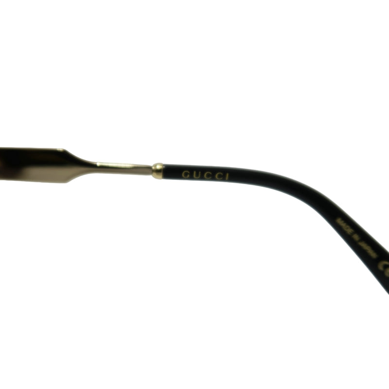 GUCCI Black Resin Round-frame Sunglasses With Gold Frame, Comes With Original Case (Case Has Stains）