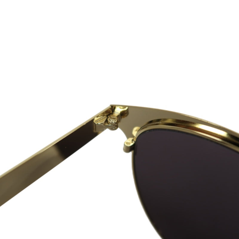 GUCCI Black Resin Round-frame Sunglasses With Gold Frame, Comes With Original Case (Case Has Stains）