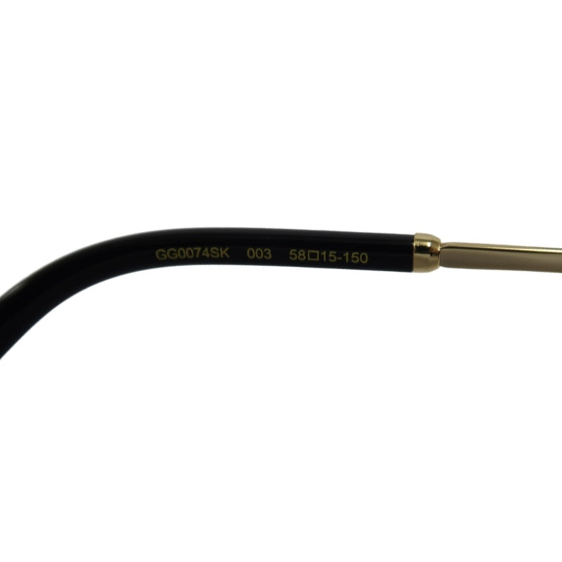GUCCI Black Resin Round-frame Sunglasses With Gold Frame, Comes With Original Case (Case Has Stains）