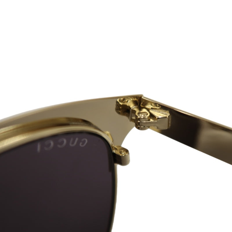 GUCCI Black Resin Round-frame Sunglasses With Gold Frame, Comes With Original Case (Case Has Stains）
