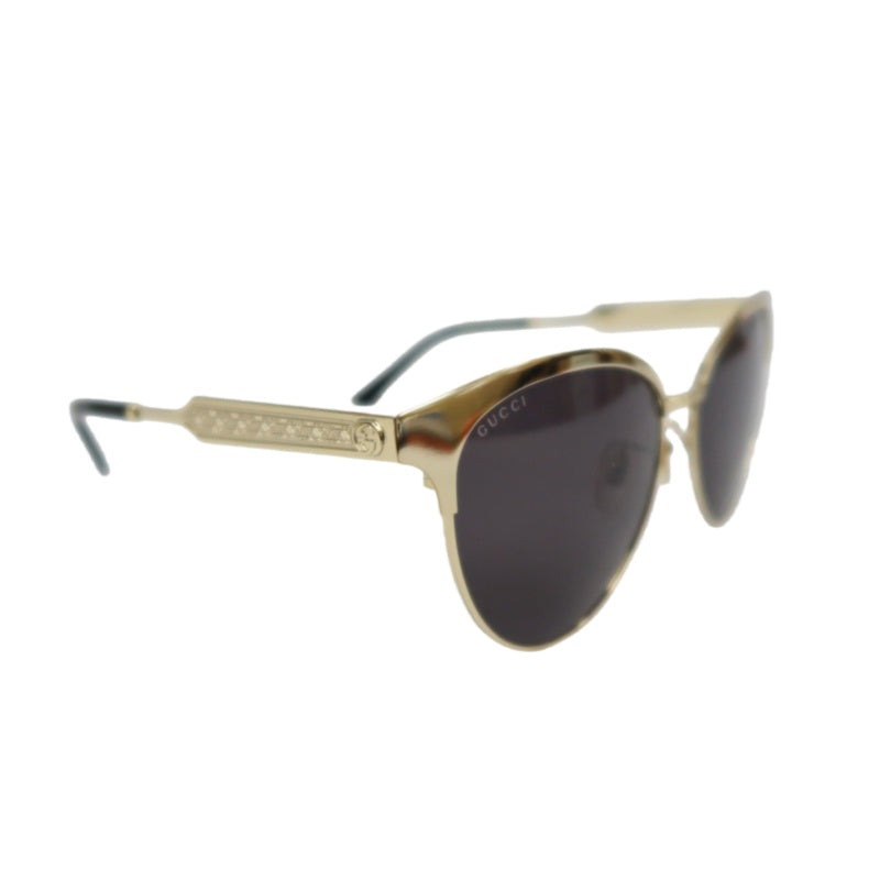GUCCI Black Resin Round-frame Sunglasses With Gold Frame, Comes With Original Case (Case Has Stains）