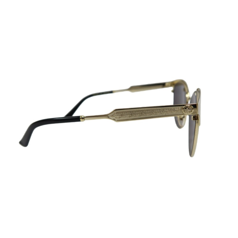 GUCCI Black Resin Round-frame Sunglasses With Gold Frame, Comes With Original Case (Case Has Stains）