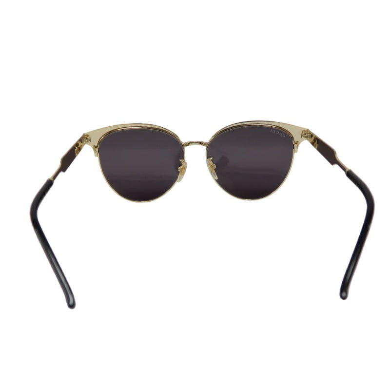 GUCCI Black Resin Round-frame Sunglasses With Gold Frame, Comes With Original Case (Case Has Stains）