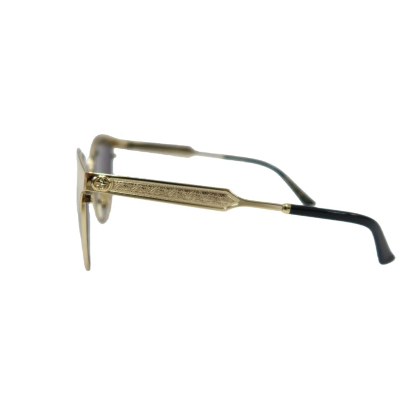GUCCI Black Resin Round-frame Sunglasses With Gold Frame, Comes With Original Case (Case Has Stains）
