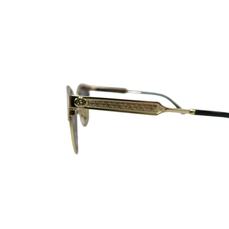 GUCCI Black Resin Round-frame Sunglasses With Gold Frame, Comes With Original Case (Case Has Stains）