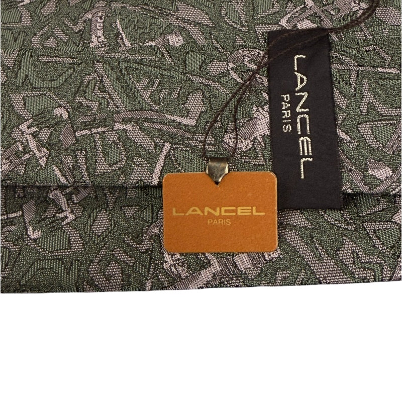 LANCEL Silk Tie, Green and Grey All-over Pattern