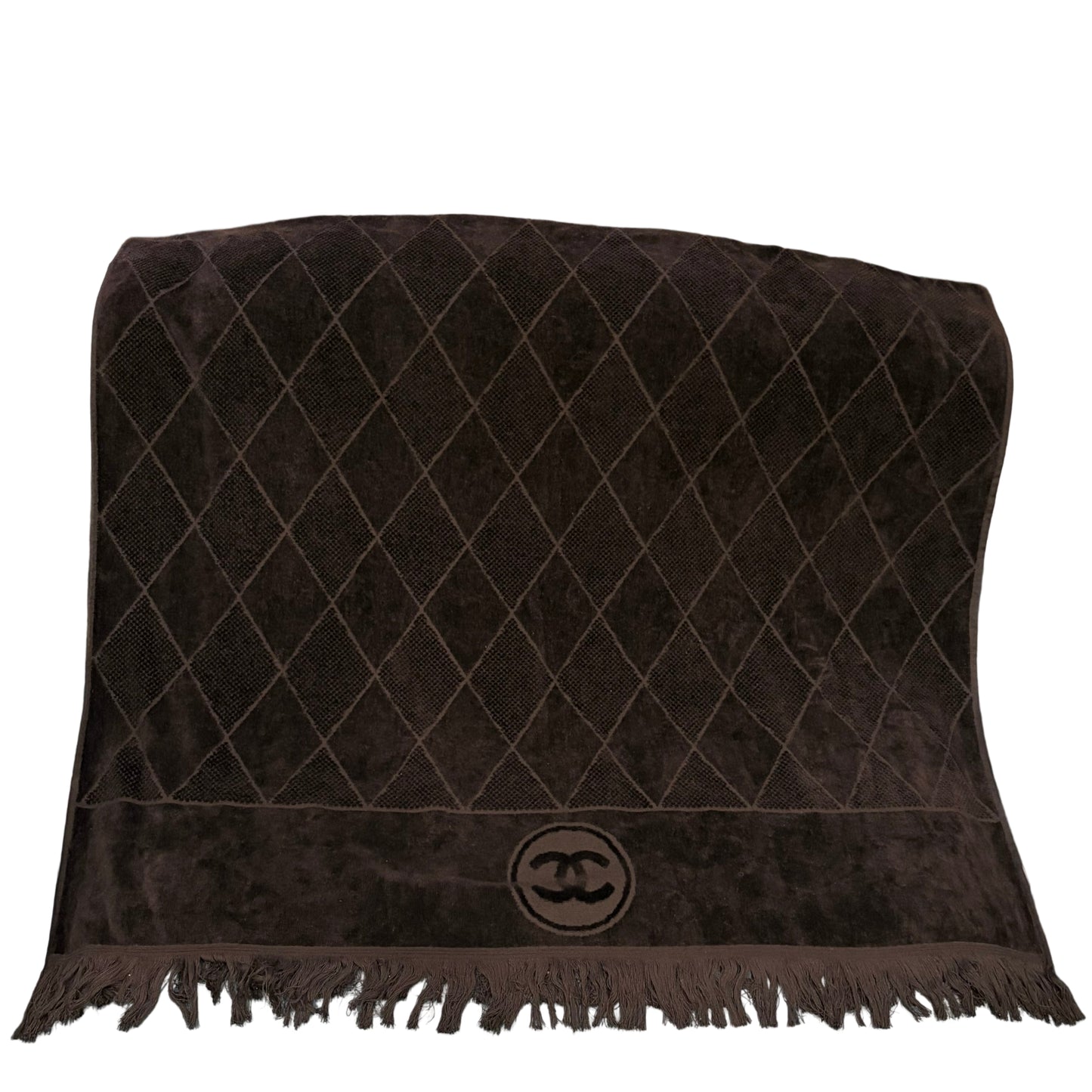 CHANEL Black Pile Fabric Oversized Scarf