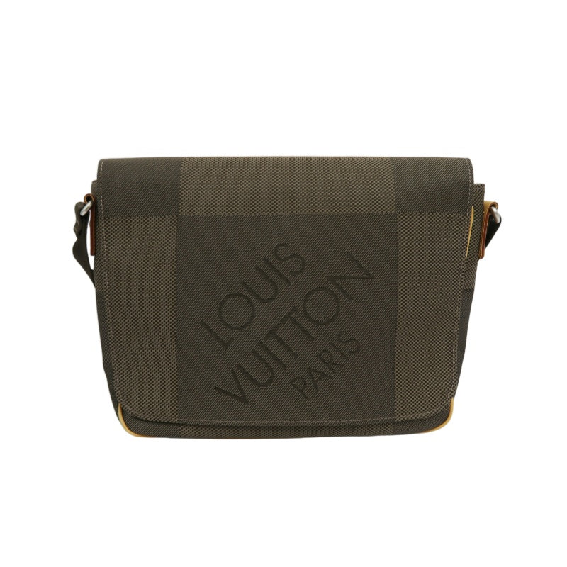 LOUIS VUITTON Damier Jeans Petit Message Shoulder Bag, Damier Jeans Canvas, Vachetta Leather, Damier Jeans Line, Taupe & Brown, LOEWE Gray Canvas Crossbody Bag