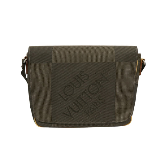LOUIS VUITTON Damier Jeans Petit Message Shoulder Bag, Damier Jeans Canvas, Vachetta Leather, Damier Jeans Line, Taupe & Brown, LOEWE Gray Canvas Crossbody Bag