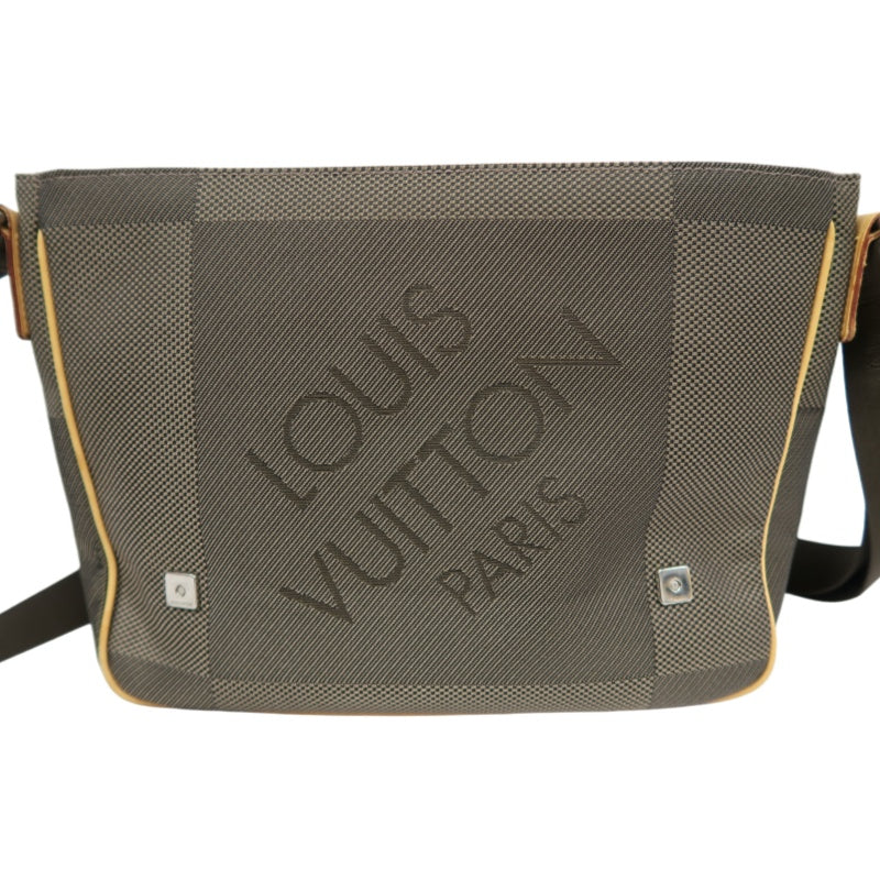 LOUIS VUITTON Damier Jeans Petit Message Shoulder Bag, Damier Jeans Canvas, Vachetta Leather, Damier Jeans Line, Taupe & Brown, LOEWE Gray Canvas Crossbody Bag