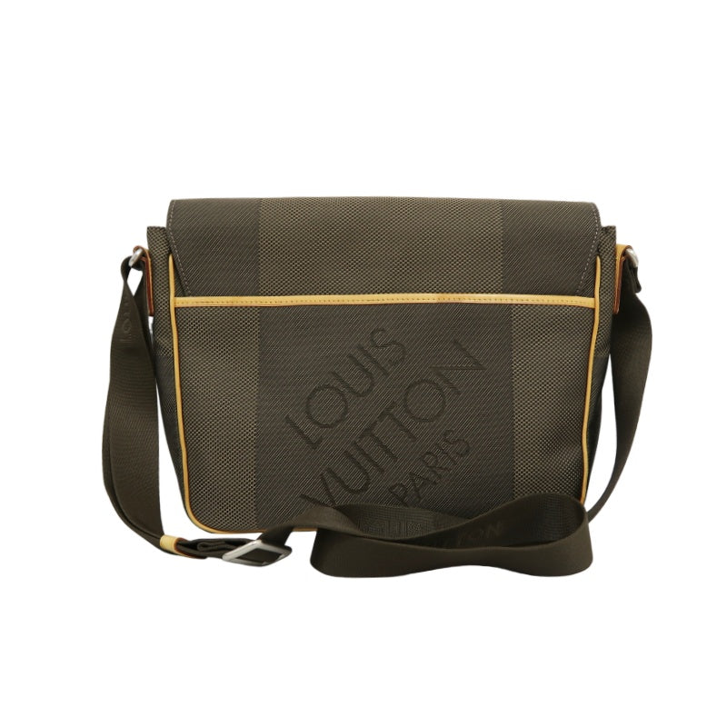 LOUIS VUITTON Damier Jeans Petit Message Shoulder Bag, Damier Jeans Canvas, Vachetta Leather, Damier Jeans Line, Taupe & Brown, LOEWE Gray Canvas Crossbody Bag