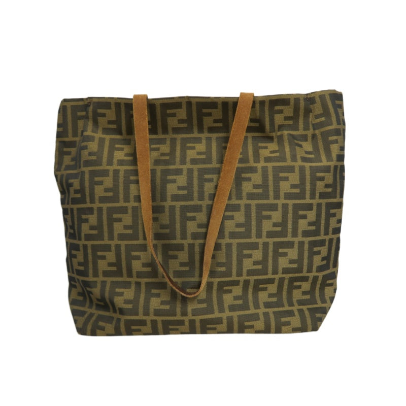 FENDI Zucca Canvas Tote Shoulder Bag Brown