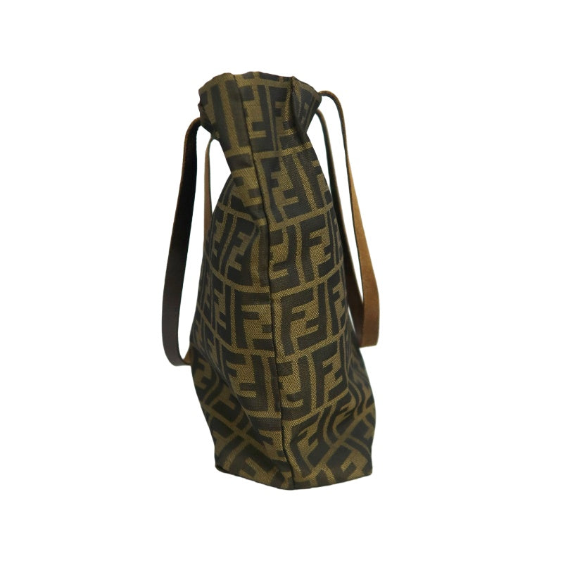 FENDI Zucca Canvas Tote Shoulder Bag Brown