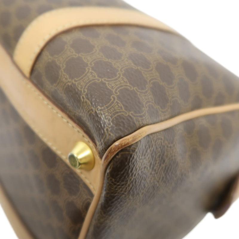 CELINE Macadam Monogram PVC Boston Handbag Brown with Gold Hardware
