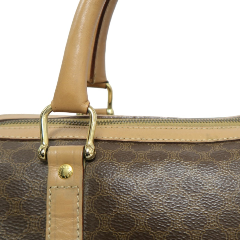 CELINE Macadam Monogram PVC Boston Handbag Brown with Gold Hardware