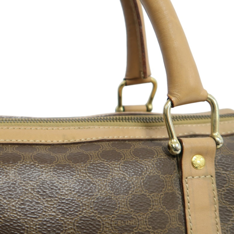 CELINE Macadam Monogram PVC Boston Handbag Brown with Gold Hardware