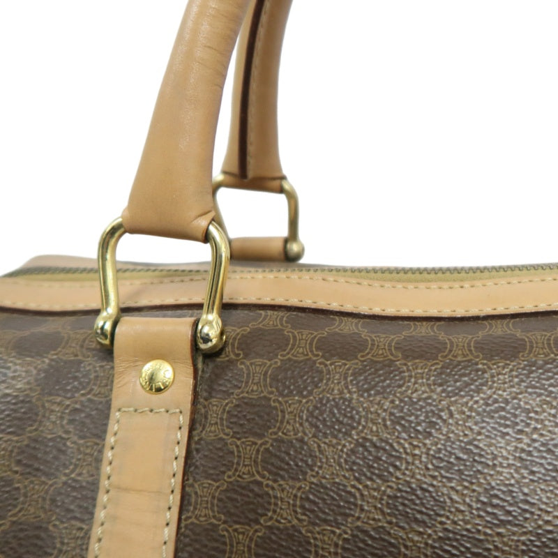 CELINE Macadam Monogram PVC Boston Handbag Brown with Gold Hardware