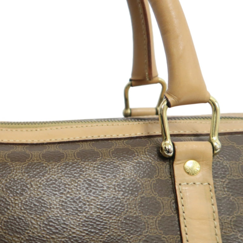 CELINE Macadam Monogram PVC Boston Handbag Brown with Gold Hardware