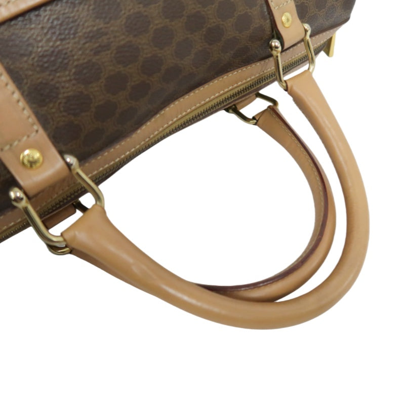 CELINE Macadam Monogram PVC Boston Handbag Brown with Gold Hardware