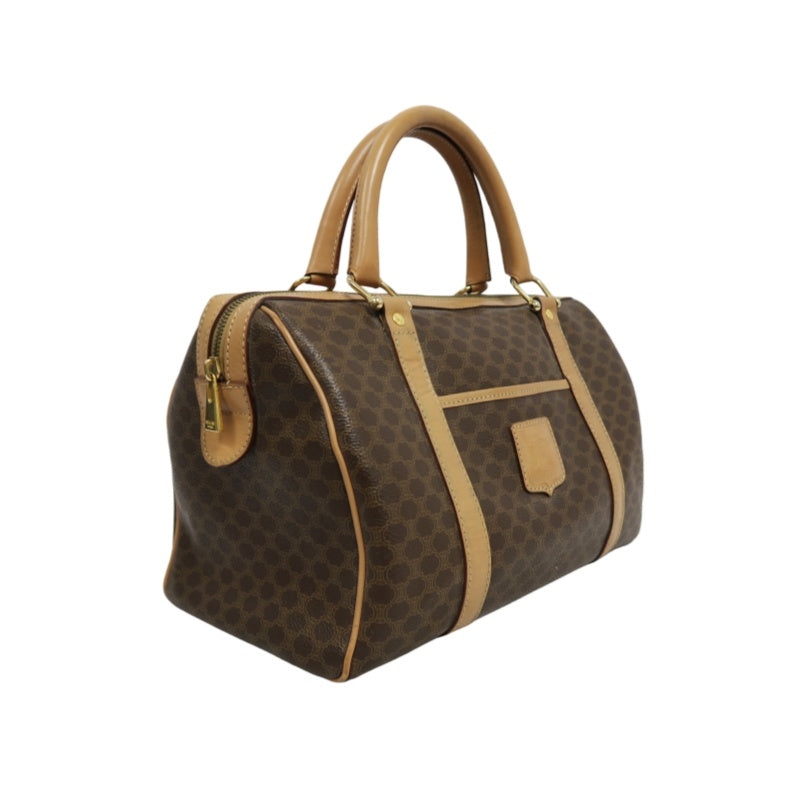 CELINE Macadam Monogram PVC Boston Handbag Brown with Gold Hardware