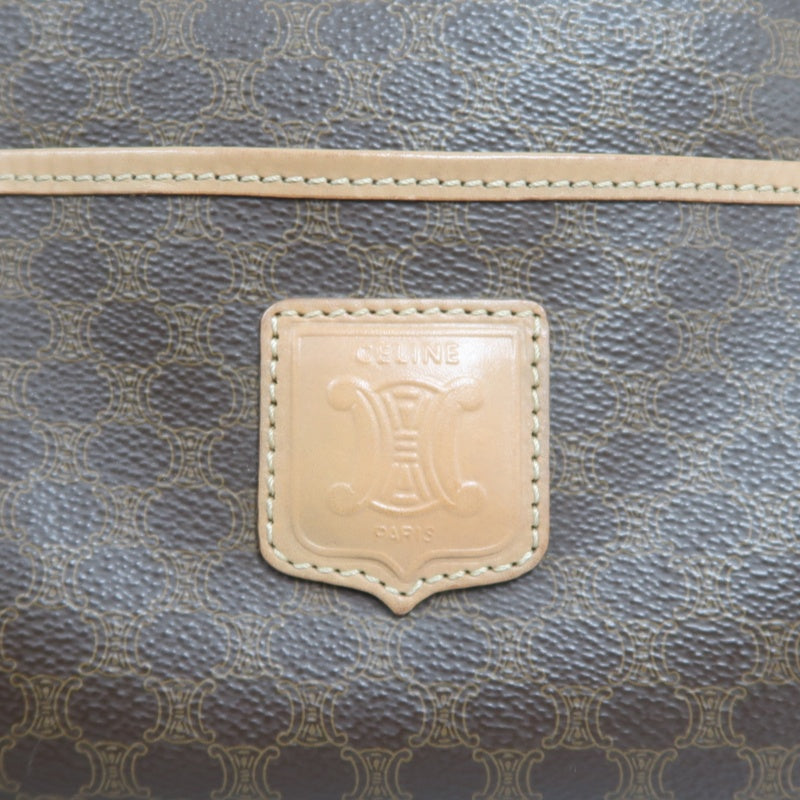 CELINE Macadam Monogram PVC Boston Handbag Brown with Gold Hardware
