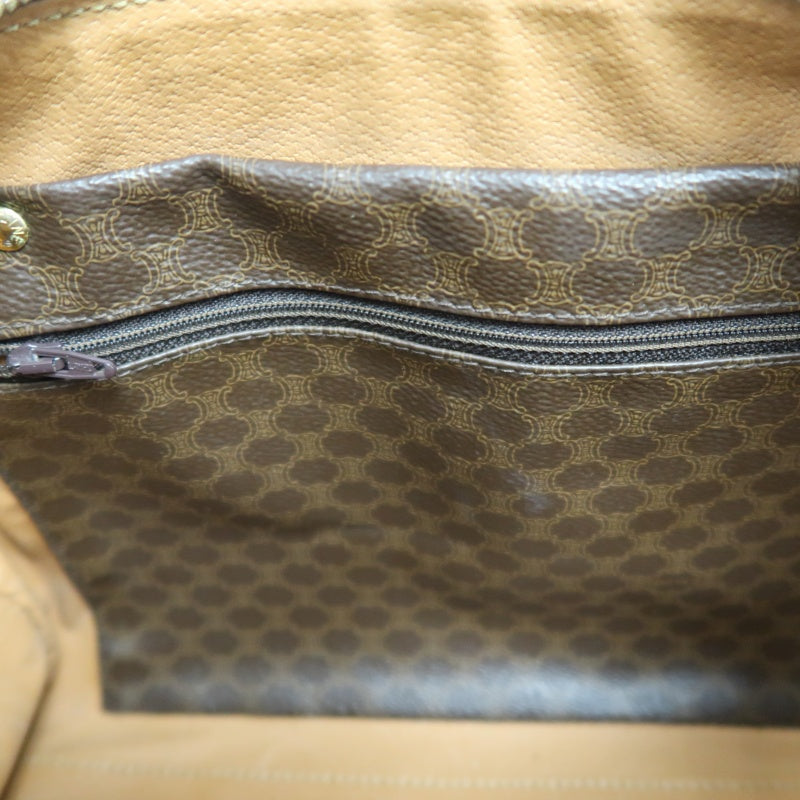 CELINE Macadam Monogram PVC Boston Handbag Brown with Gold Hardware