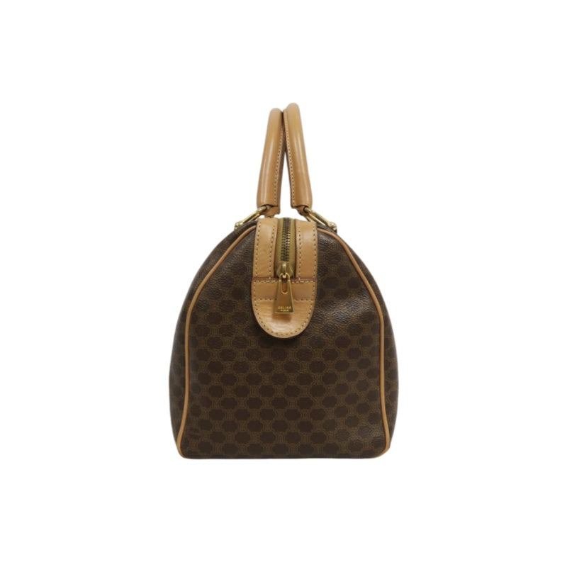 CELINE Macadam Monogram PVC Boston Handbag Brown with Gold Hardware