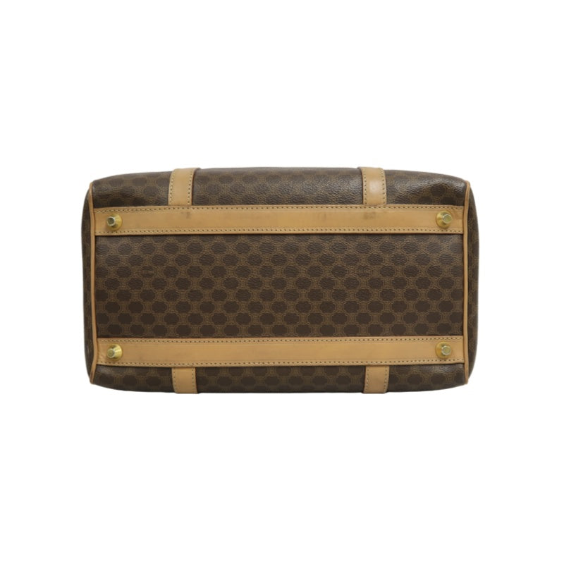 CELINE Macadam Monogram PVC Boston Handbag Brown with Gold Hardware