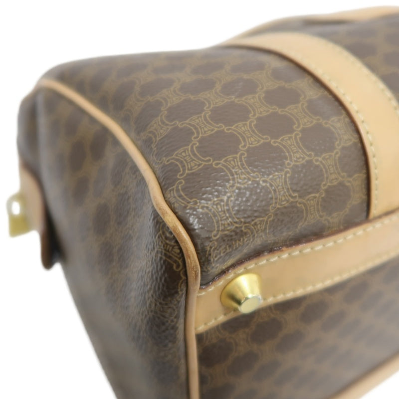 CELINE Macadam Monogram PVC Boston Handbag Brown with Gold Hardware