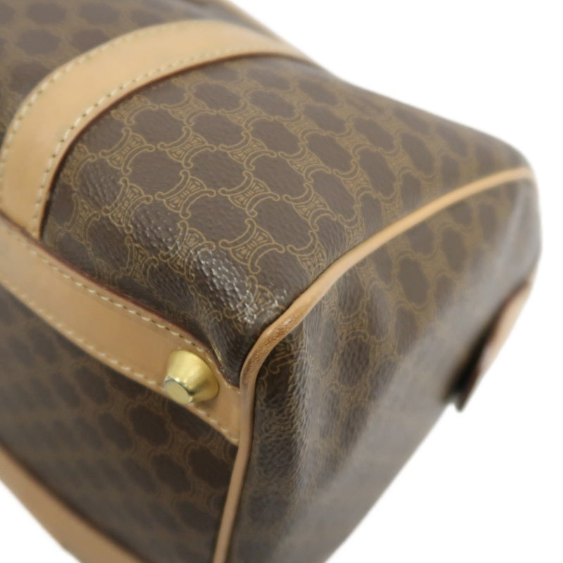 CELINE Macadam Monogram PVC Boston Handbag Brown with Gold Hardware