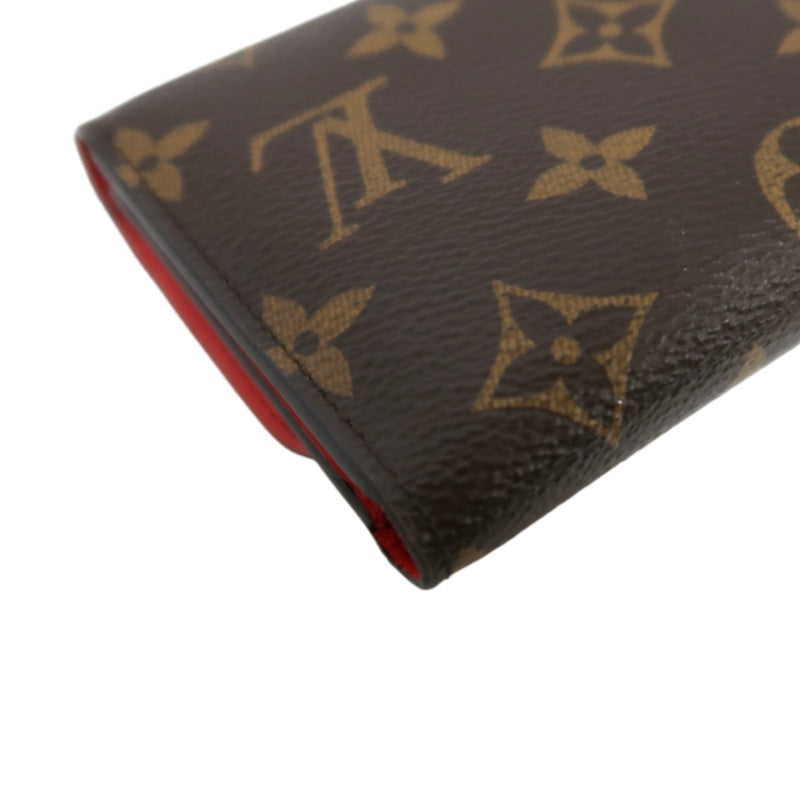 LOUIS VUITTON Monogram Portefeuille Flower Compact Wallet PVC Leather Brown Red Gold Hardware