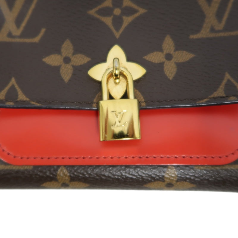 LOUIS VUITTON Monogram Portefeuille Flower Compact Wallet PVC Leather Brown Red Gold Hardware