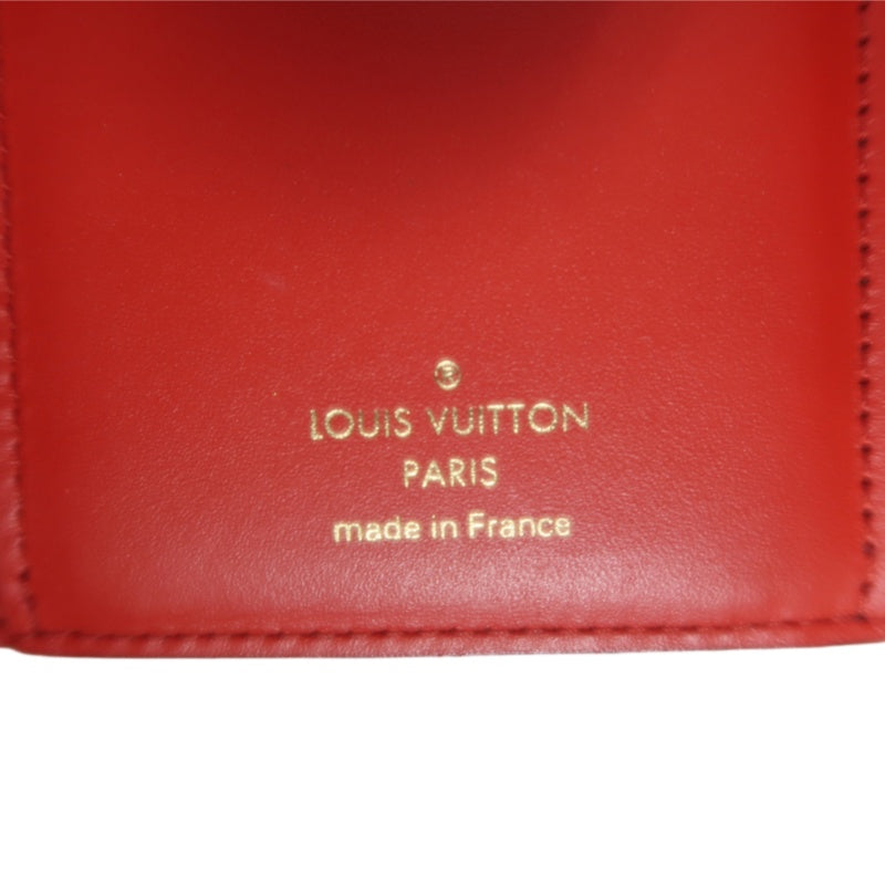 LOUIS VUITTON Monogram Portefeuille Flower Compact Wallet PVC Leather Brown Red Gold Hardware