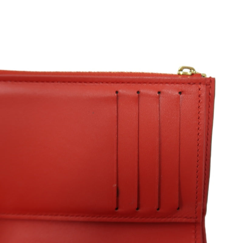 LOUIS VUITTON Monogram Portefeuille Flower Compact Wallet PVC Leather Brown Red Gold Hardware