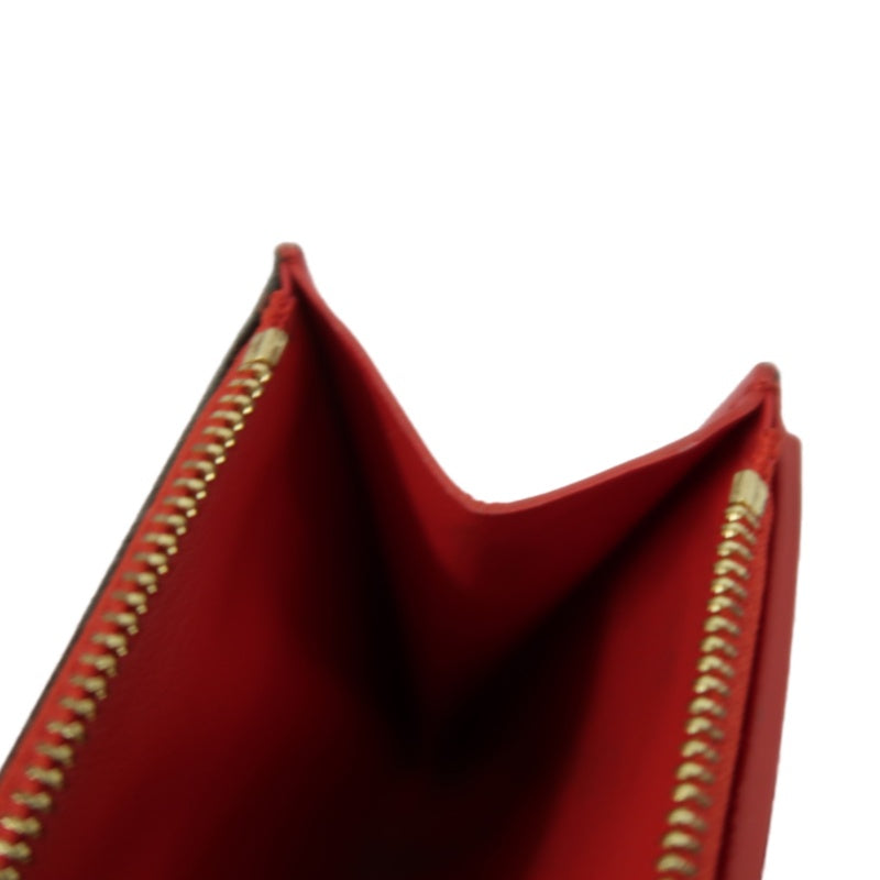 LOUIS VUITTON Monogram Portefeuille Flower Compact Wallet PVC Leather Brown Red Gold Hardware