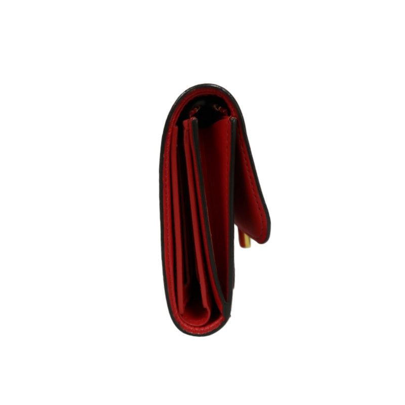 LOUIS VUITTON Monogram Portefeuille Flower Compact Wallet PVC Leather Brown Red Gold Hardware