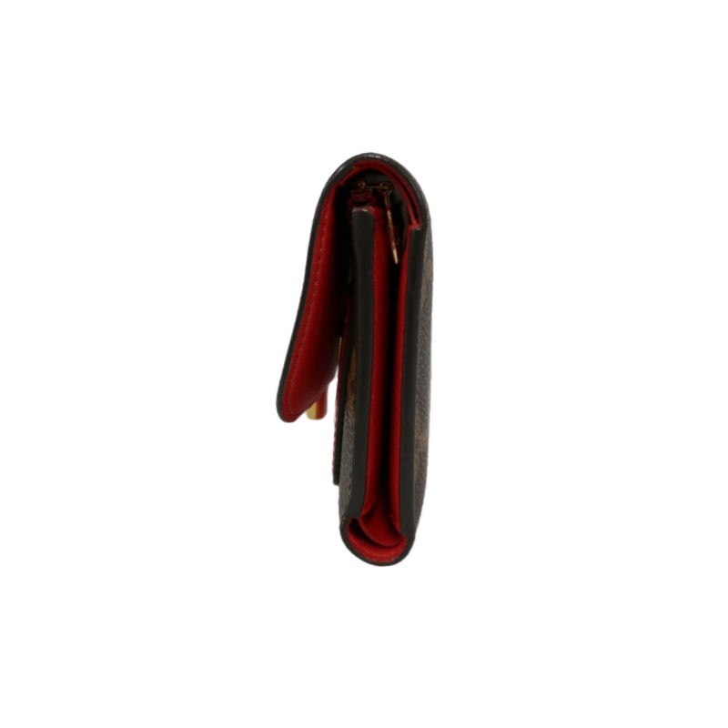 LOUIS VUITTON Monogram Portefeuille Flower Compact Wallet PVC Leather Brown Red Gold Hardware
