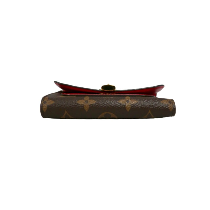 LOUIS VUITTON Monogram Portefeuille Flower Compact Wallet PVC Leather Brown Red Gold Hardware