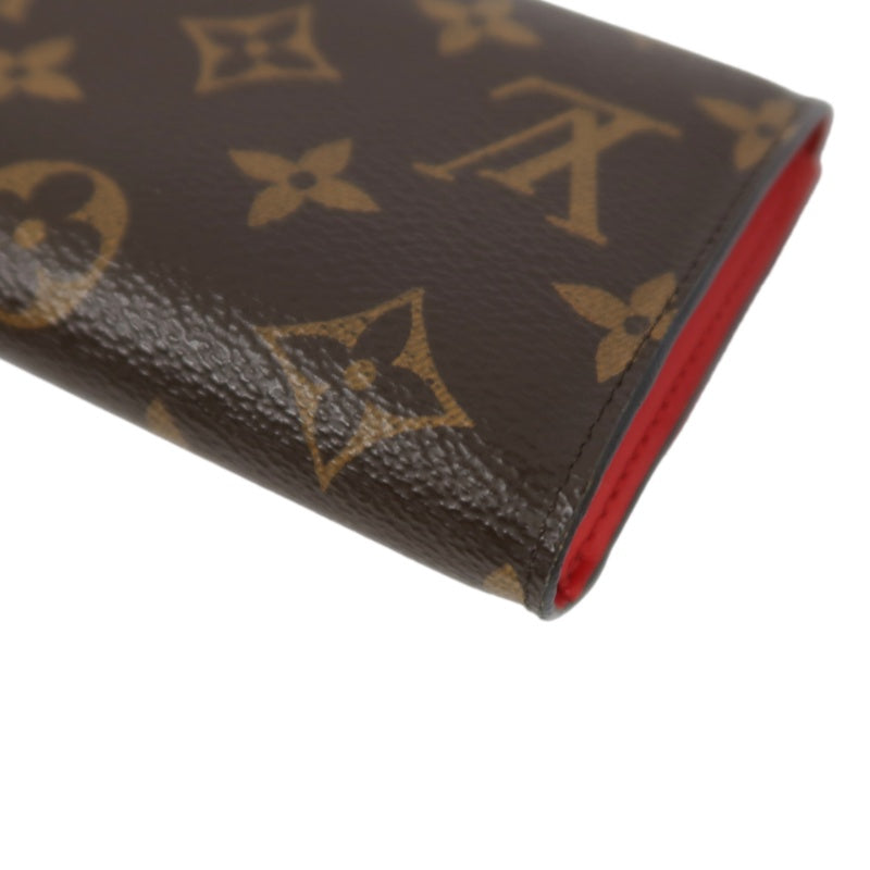 LOUIS VUITTON Monogram Portefeuille Flower Compact Wallet PVC Leather Brown Red Gold Hardware