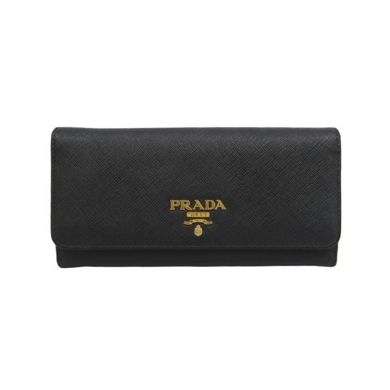 PRADA Long Wallet, Saffiano Leather, Black, Comes with Box, Guarantee Card and Dust Bag