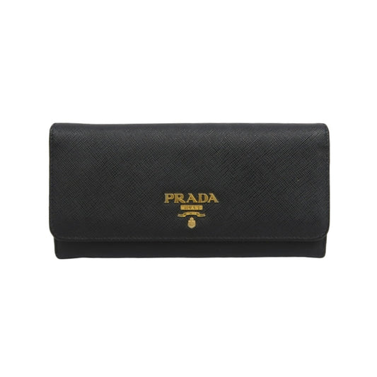 PRADA Long Wallet, Saffiano Leather, Black, Comes with Box, Guarantee Card and Dust Bag