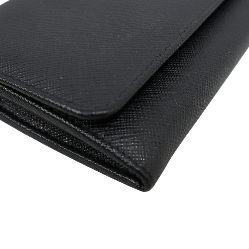 PRADA Long Wallet, Saffiano Leather, Black, Comes with Box, Guarantee Card and Dust Bag