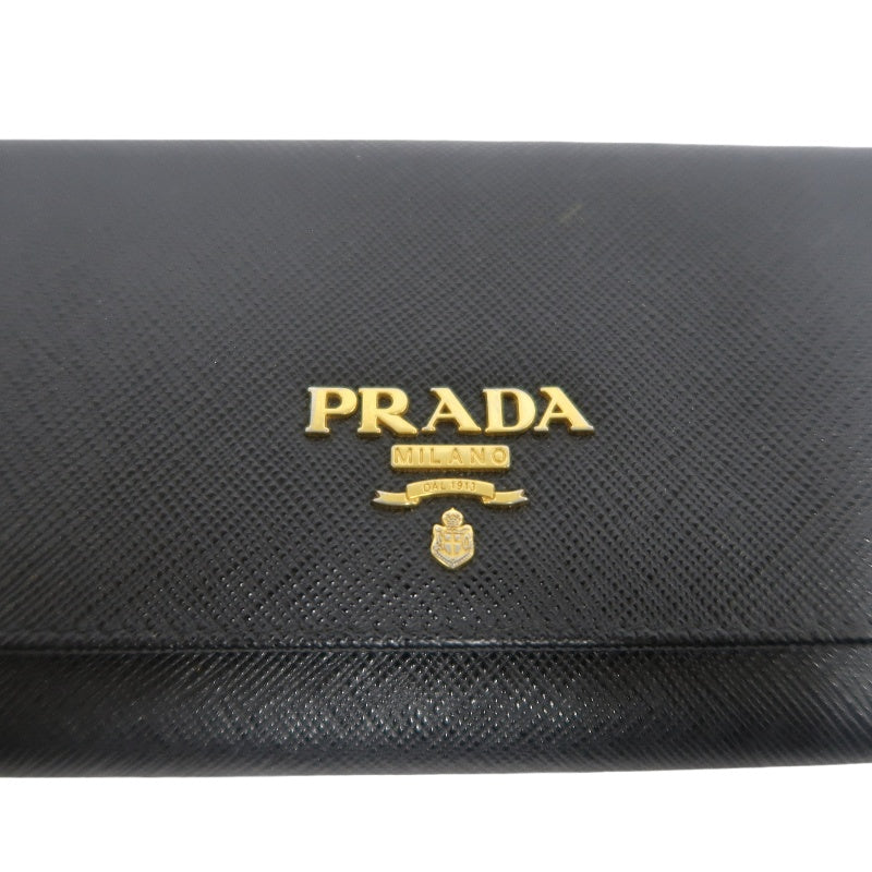 PRADA Long Wallet, Saffiano Leather, Black, Comes with Box, Guarantee Card and Dust Bag