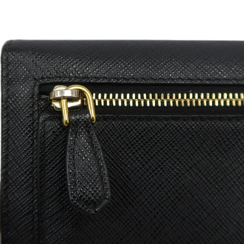 PRADA Long Wallet, Saffiano Leather, Black, Comes with Box, Guarantee Card and Dust Bag