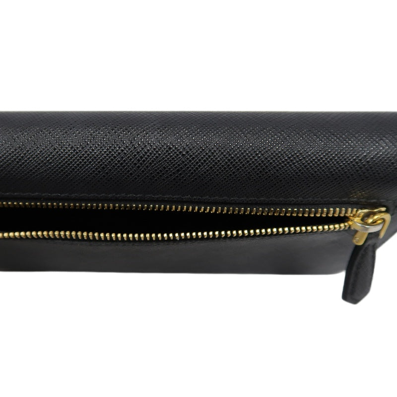 PRADA Long Wallet, Saffiano Leather, Black, Comes with Box, Guarantee Card and Dust Bag