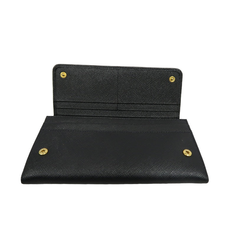 PRADA Long Wallet, Saffiano Leather, Black, Comes with Box, Guarantee Card and Dust Bag